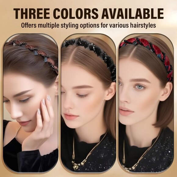 3 Pack Vintage Pearl Hairbands with Teeth Elegant Beaded Headbands for Women Gir